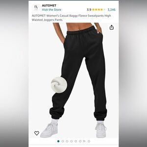AUTOMET Women’s Casual Baggy Fleece Sweatpants High Waisted Joggers Pants size M